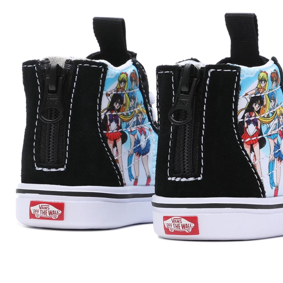 μικρά φορτηγά X όμορφος φύλακας Sailor Moon Comfycush Sk8-hi φερμουάρ παπούτσια (1-4 ετών) μαύρα