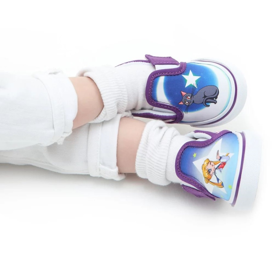 μικρά φορτηγά X όμορφος φύλακας Sailor Moon Slip-on V παπούτσια (1-4 ετών) μπλε-μωβ