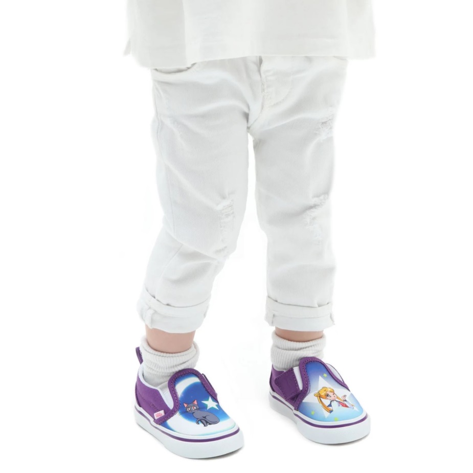 μικρά φορτηγά X όμορφος φύλακας Sailor Moon Slip-on V παπούτσια (1-4 ετών) μπλε-μωβ