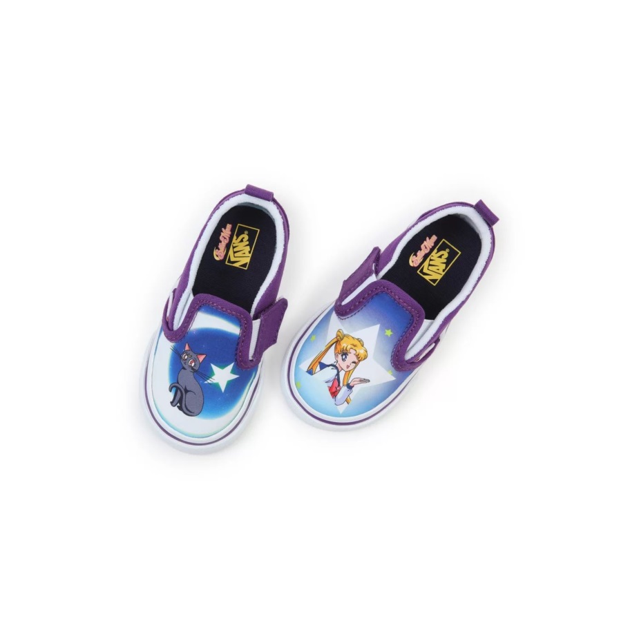 μικρά φορτηγά X όμορφος φύλακας Sailor Moon Slip-on V παπούτσια (1-4 ετών) μπλε-μωβ