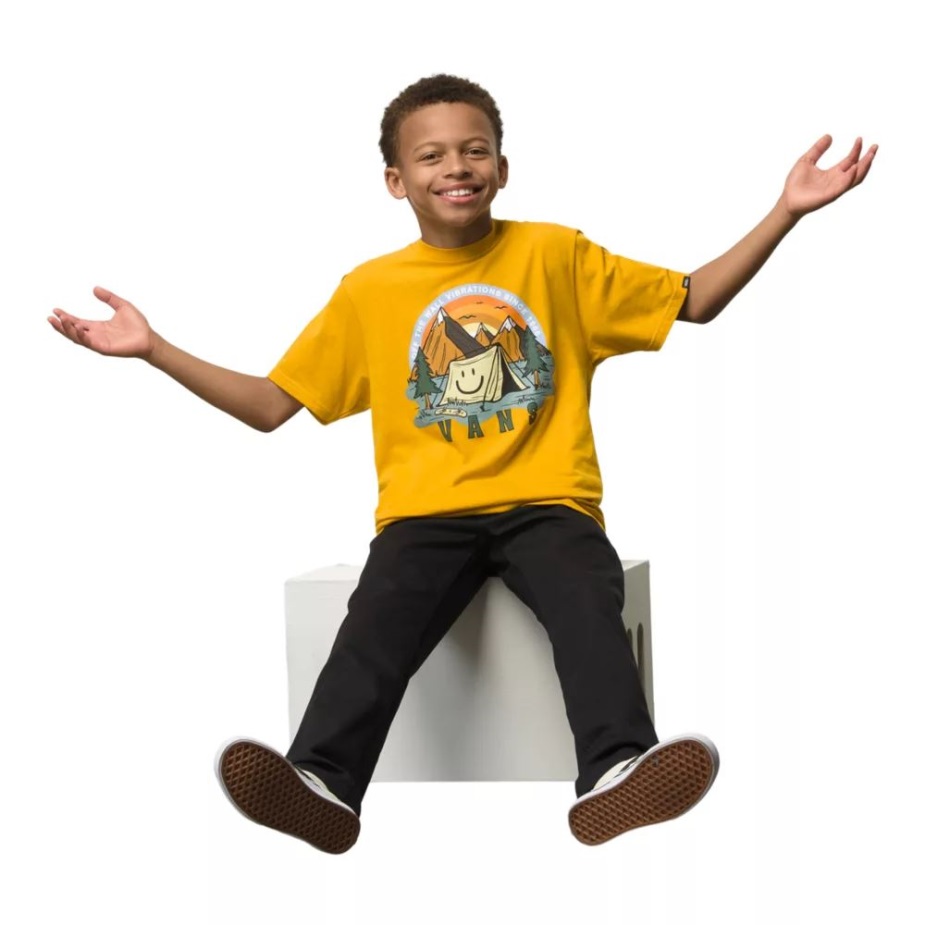 μπλουζάκι αγοριών φορτηγών Off The Wall Vibes χρυσοκίτρινο