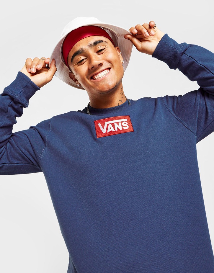 μπλουζάκι τύπου Vans Box Crew μπλε