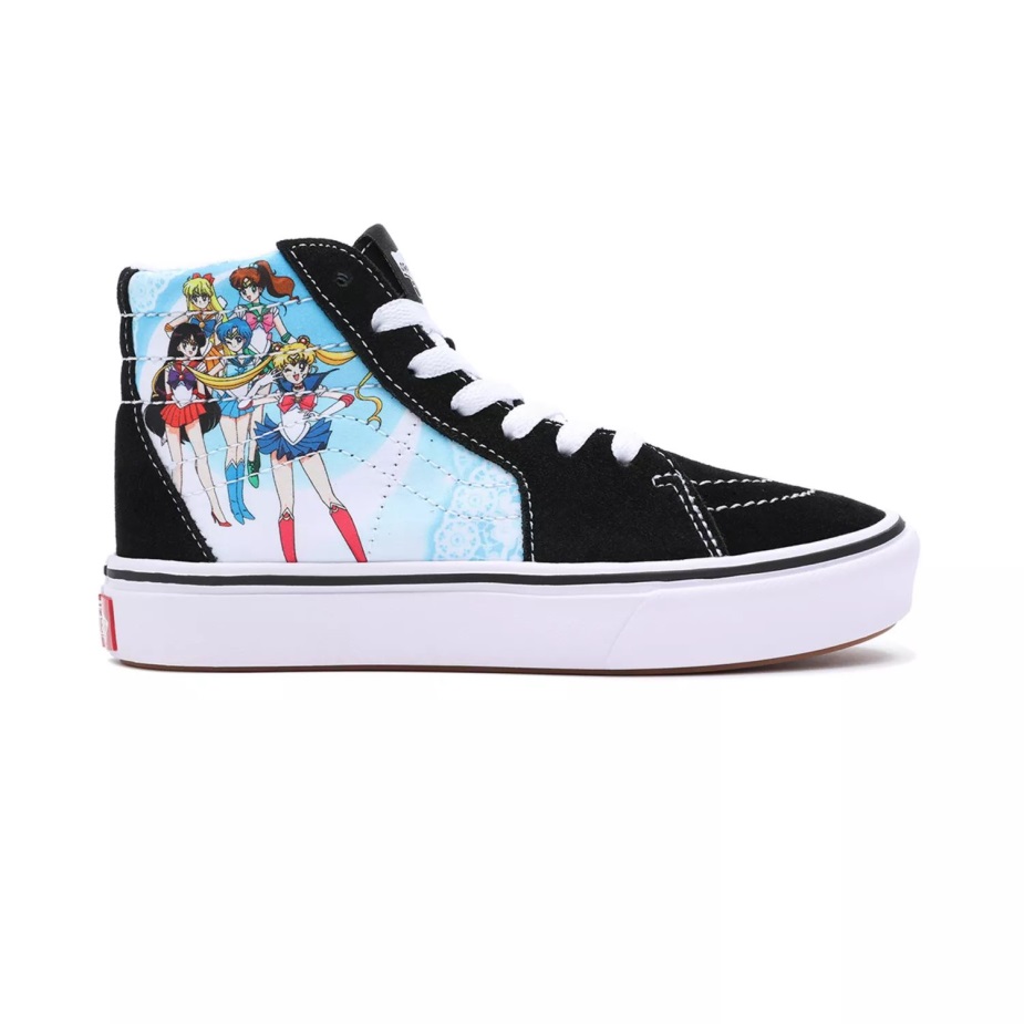 παιδικά βαν X όμορφος φύλακας Sailor Moon Comfycush Sk8-hi παπούτσια (4-8 ετών) μαύρα