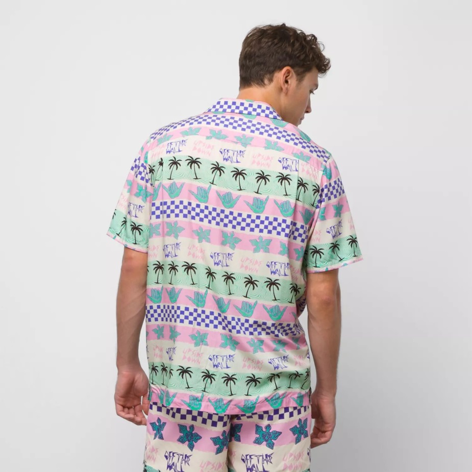 φορτηγά X ξένα πράγματα Καλιφόρνια ρίγες με κουμπί πουκάμισο ροζ άνδρες