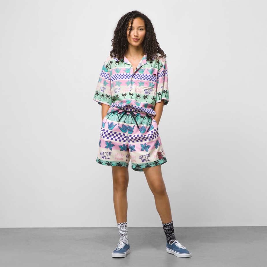 φορτηγά X ξένα πράγματα Καλιφόρνια ριγέ βόλεϊ σανίδα σορτς ροζ