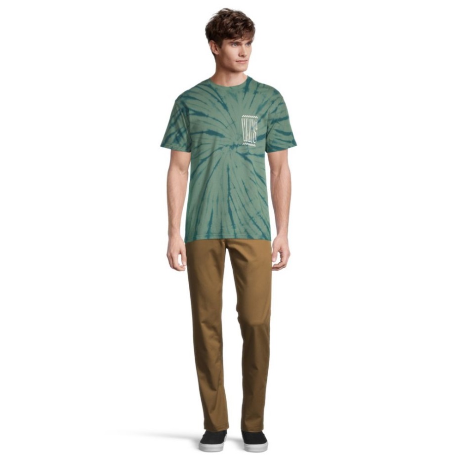 φορτηγά ανδρικό μπλουζάκι ψηλού τύπου κοντομάνικο πλήρωμα λαιμόκοψη βαμβακερή γραβάτα βαφή γραφική πάπια πράσινη