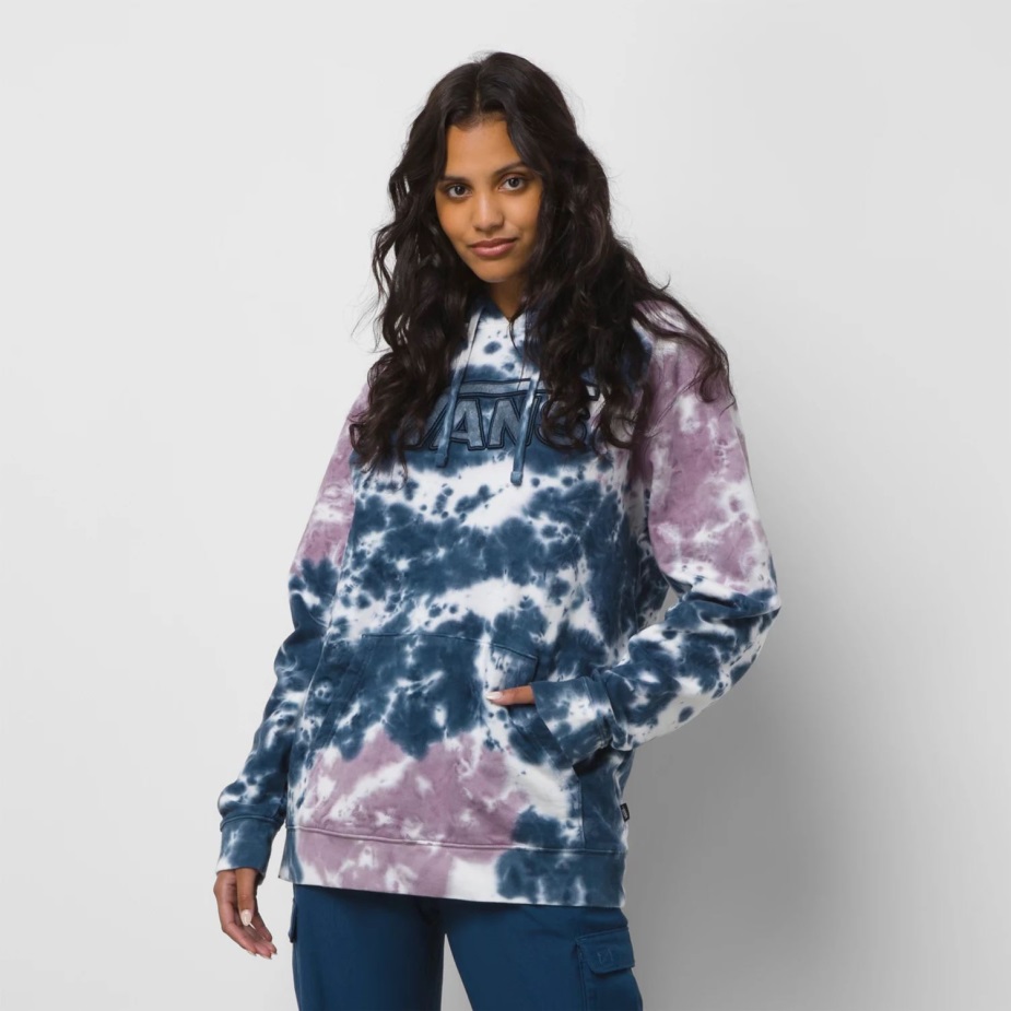 φορτηγά αντίστροφη απλικέ πουλόβερ με κουκούλα μπλε-λευκό