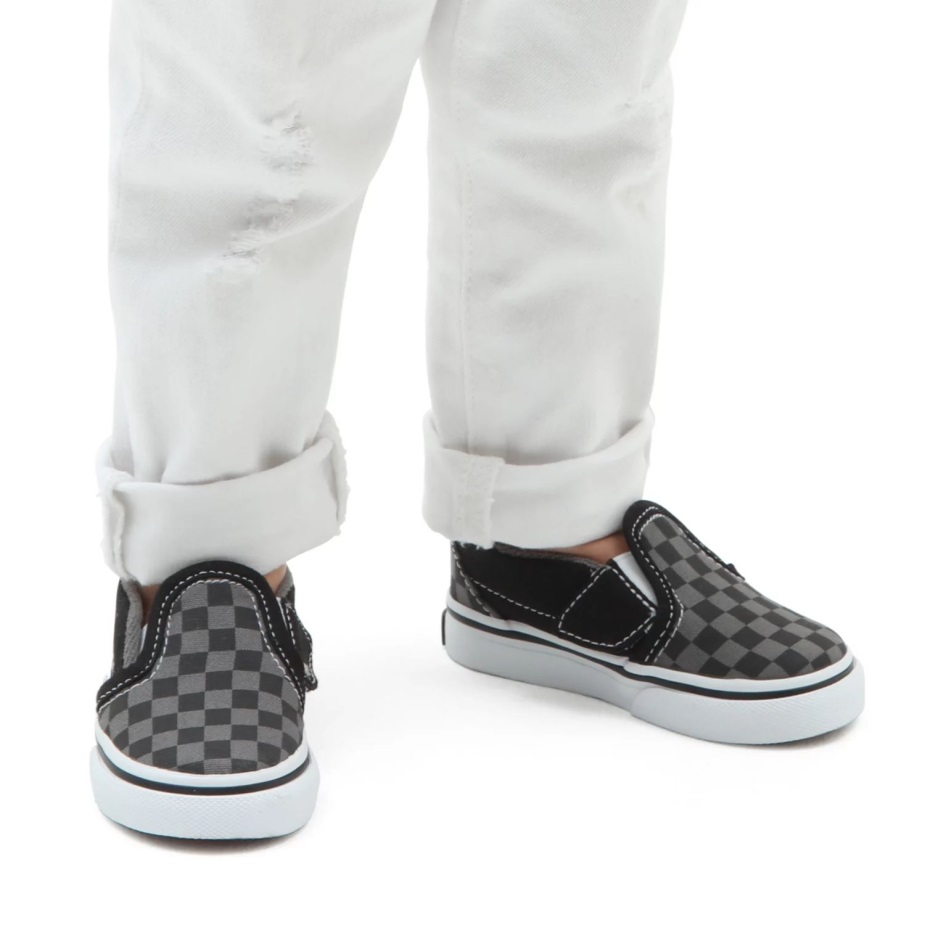 φορτηγά για νήπια σκακιέρα Slip-on V παπούτσια (1-4 ετών) μαύρο-γκρι