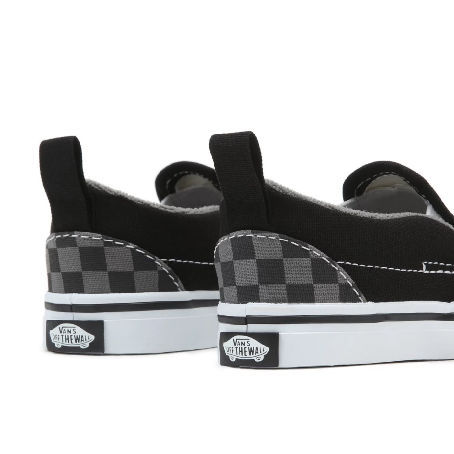 φορτηγά για νήπια σκακιέρα Slip-on V παπούτσια (1-4 ετών) μαύρο-γκρι