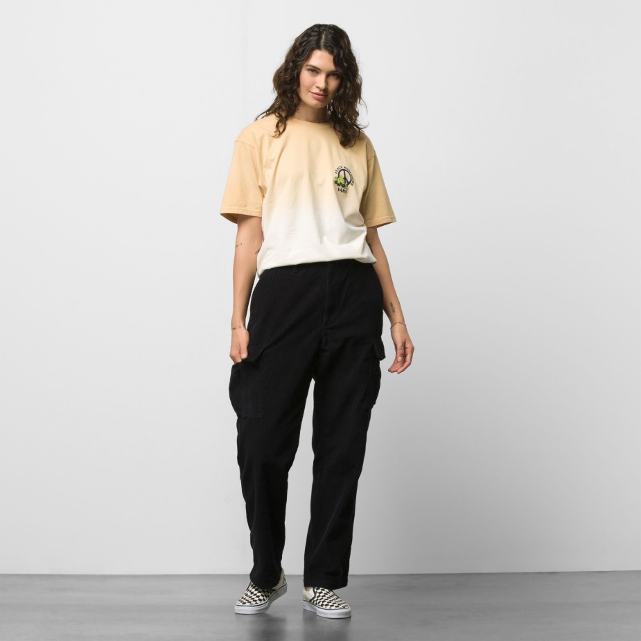 φορτηγά κοτλέ χαλαρό κωνικό παντελόνι Cargo μαύρο