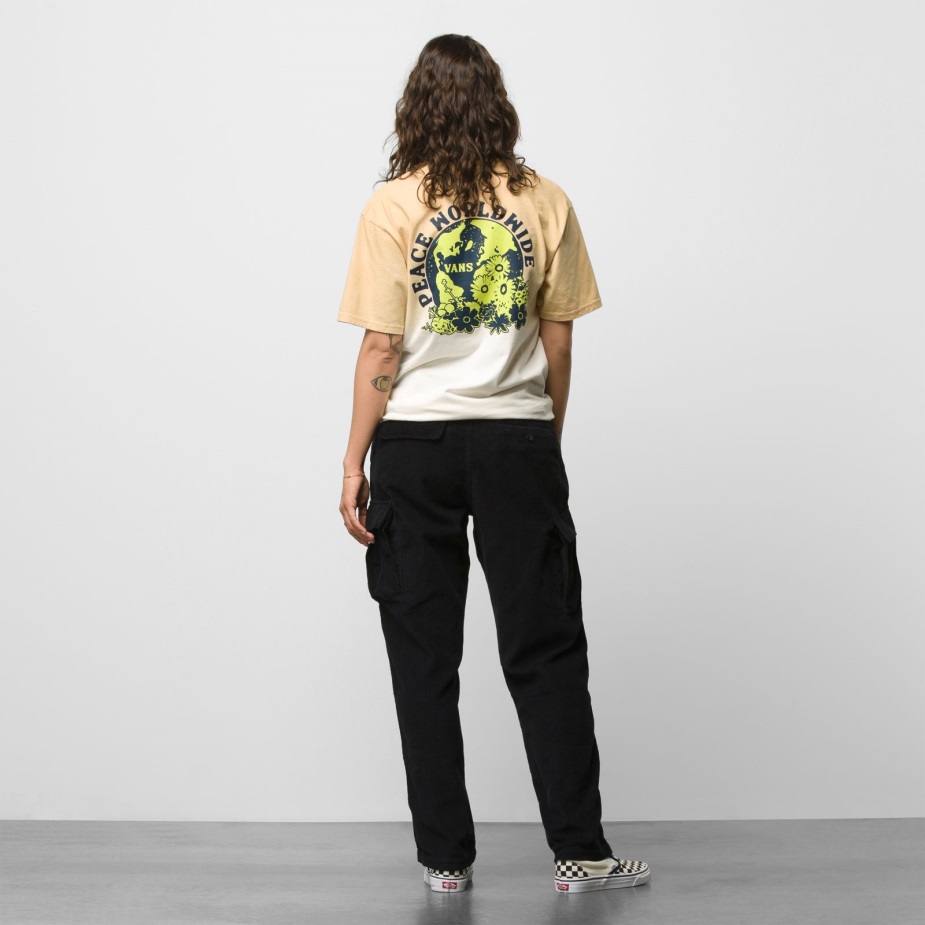 φορτηγά κοτλέ χαλαρό κωνικό παντελόνι Cargo μαύρο