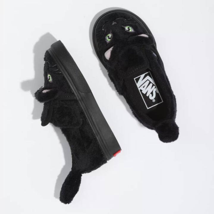 φορτηγά μικρό παιδί Slip-on V γάτα μαύρο-αληθινό λευκό