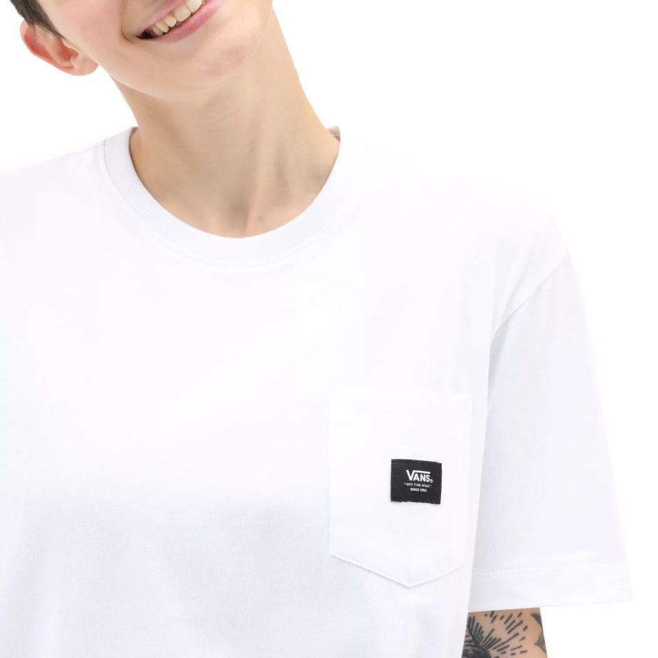 φορτηγά μπαλωμένα μπλουζάκι τσέπης λευκό