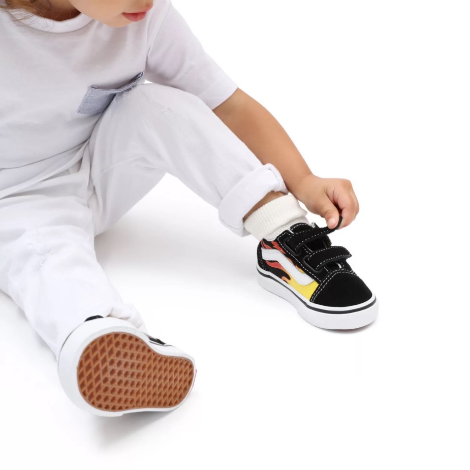 φορτηγά νήπιο φλόγα παλιά Skool V παπούτσια (1-4 ετών) μαύρα