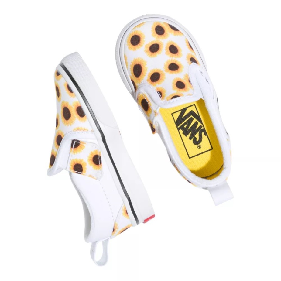 φορτηγά παιδικά νήπια V παπούτσια Skate Sneakers για κορίτσια Slip σε Velcro ηλίανθος κίτρινο-αληθινό λευκό