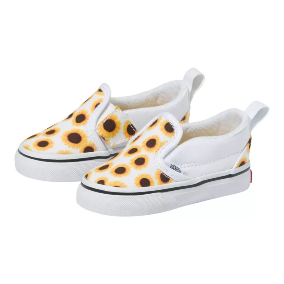 φορτηγά παιδικά νήπια V παπούτσια Skate Sneakers για κορίτσια Slip σε Velcro ηλίανθος κίτρινο-αληθινό λευκό