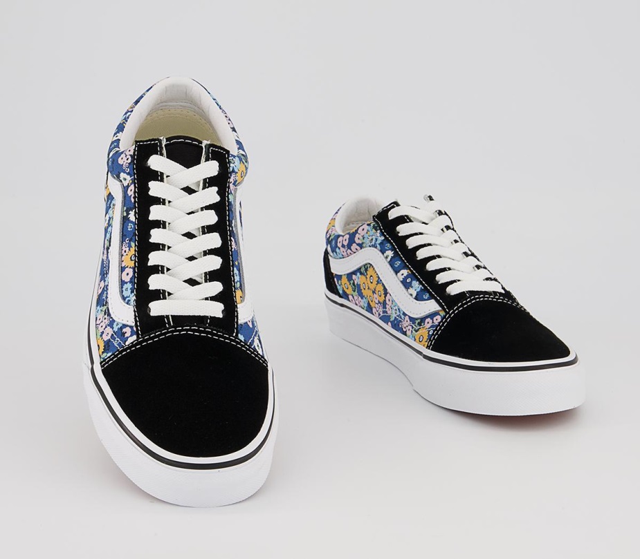 φορτηγά παλιά Skool Trainers Floral μαύρο λευκό