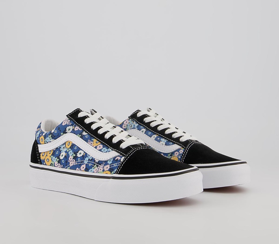 φορτηγά παλιά Skool Trainers Floral μαύρο λευκό