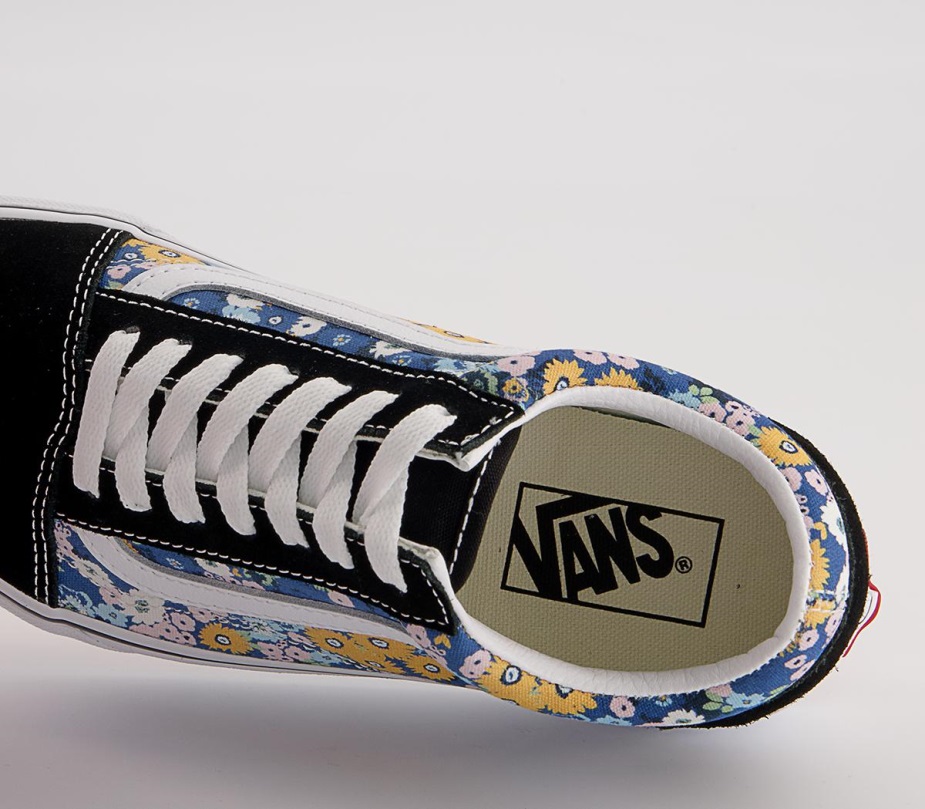 φορτηγά παλιά Skool Trainers Floral μαύρο λευκό