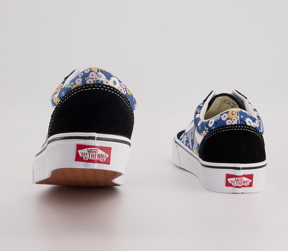 φορτηγά παλιά Skool Trainers Floral μαύρο λευκό