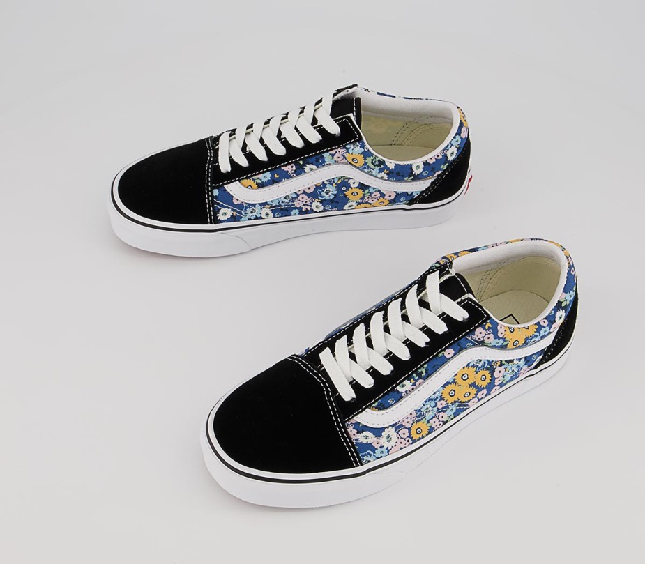 φορτηγά παλιά Skool Trainers Floral μαύρο λευκό