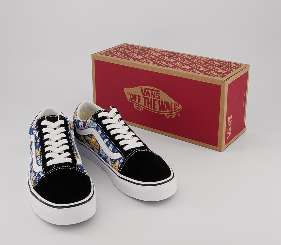 φορτηγά παλιά Skool Trainers Floral μαύρο λευκό