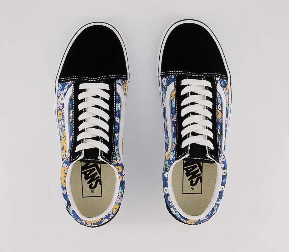 φορτηγά παλιά Skool Trainers Floral μαύρο λευκό