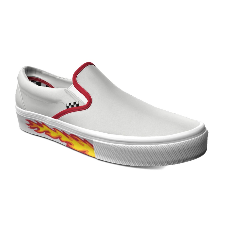 φορτηγά τελωνείο γνήσιο λευκό δερμάτινο Skate Slip-on