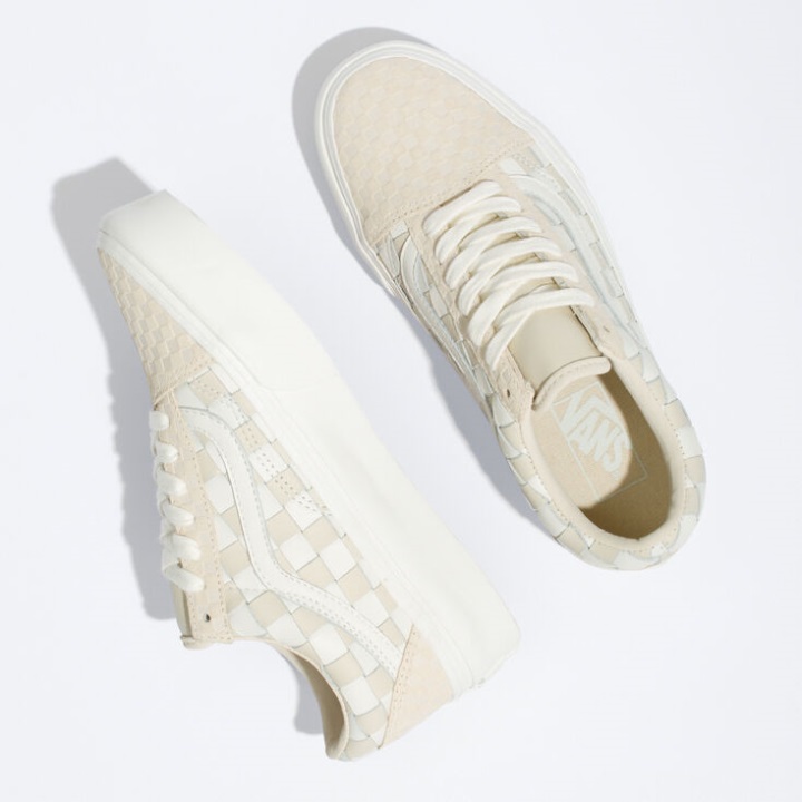 φορτηγά υφασμένα παλιά πλατφόρμα Skool Leather-blanc De Blanc